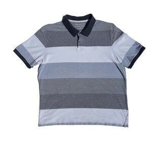 Mens BANANA REPUBLIC Multi gray Striped Polo shirt XL 2-button